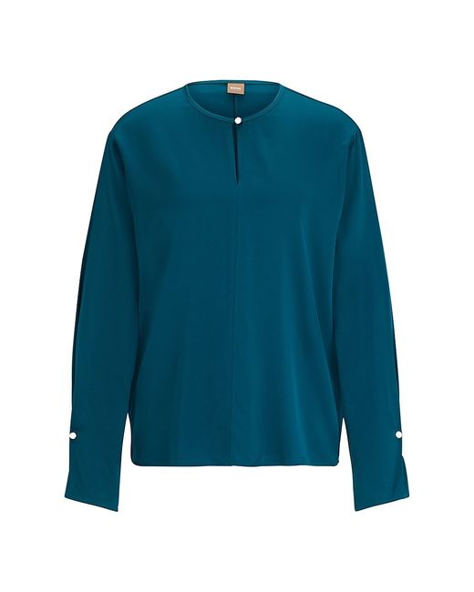 Boss Relaxed-Fit Blouse Stretch with Keyhole Closure