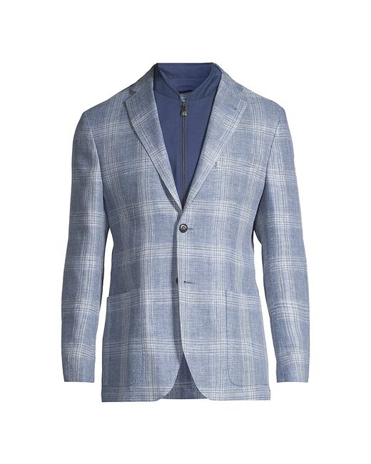 Corneliani ID Plaid Wool-Blend Two-Button Suit Jacket