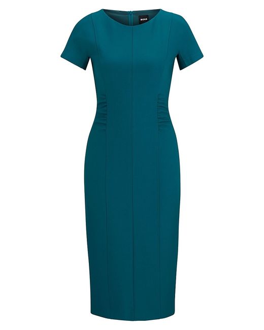 Boss Slit-front business dress with gathered details
