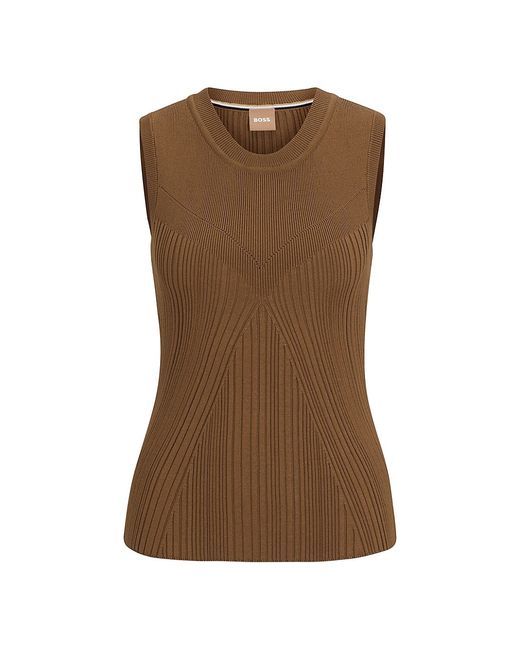 Boss Sleeveless Knitted Top with Ribbed Structure Large