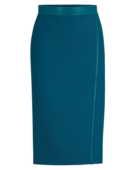 Boss Pencil Skirt Twill with Faux-Leather Trims