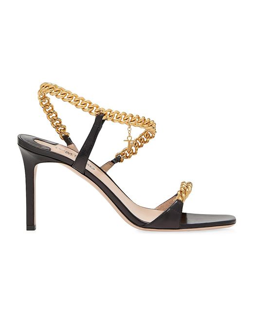 Tom Ford Zenith 85MM Gourmette Chain Leather Slingback Sandals