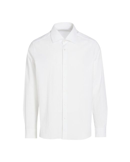 Saks Fifth Avenue COLLECTION Seersucker Button-Front Shirt Medium