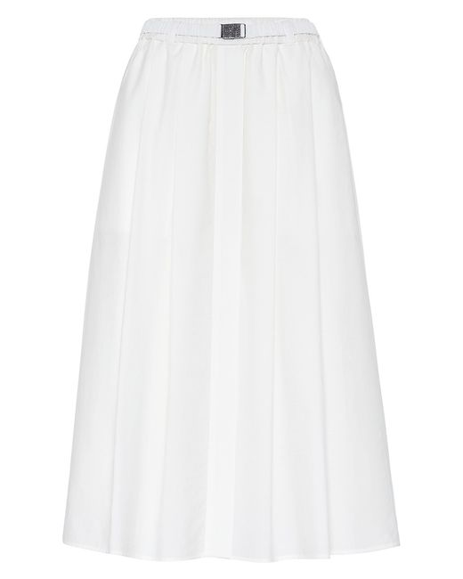 Brunello Cucinelli Techno Poplin Skirt with Shimmering Buckle 00