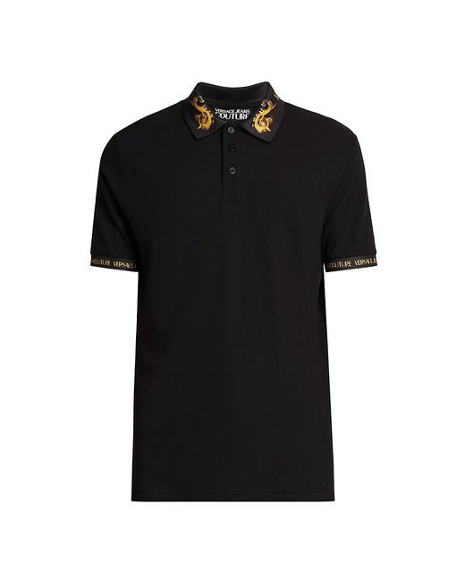 Versace Jeans Couture Baroque-Trim Polo Shirt Large