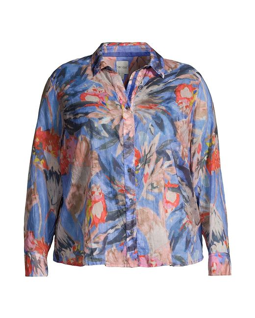 NIC+ZOE, Plus Size Dreamscape Printed Crinkle Button-Front Shirt