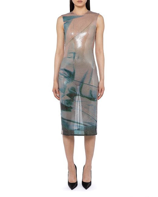 16Arlington Aveo Printed Sequined Midi-Dress