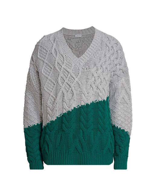 Loewe Cable-Knit V-Neck Sweater Small