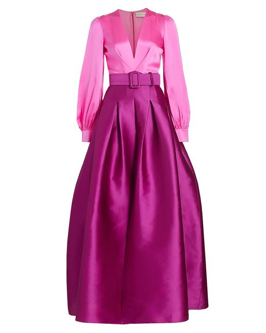 Sachin + Babi Zoe Colorblocked Belted Gown