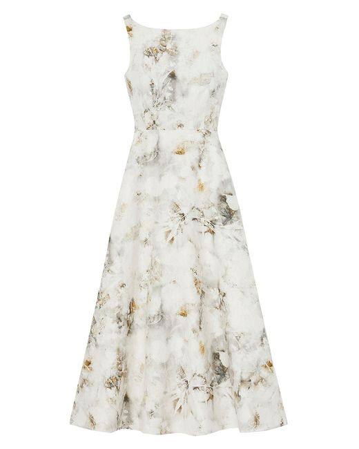 Lafayette 148 New York Printed Linen-Blend Midi-Dress