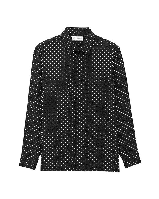 Saint Laurent Shirt Dotted Shiny and Matte Silk