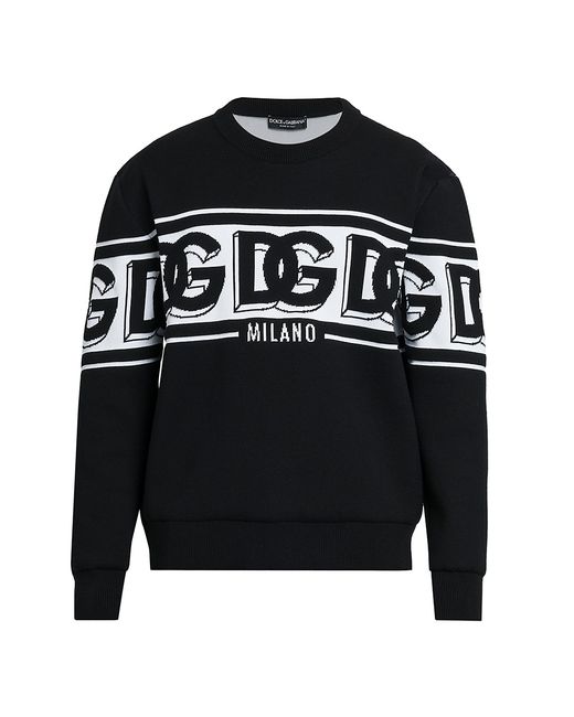 Dolce & Gabbana Jacquard Logo Wool-Blend Sweater Small