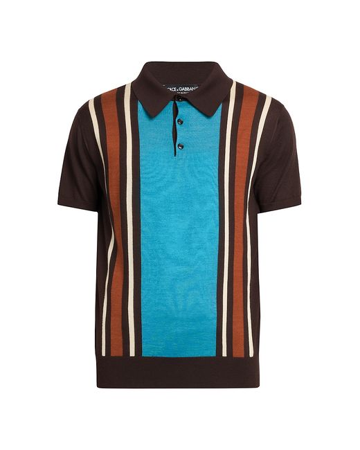 Dolce & Gabbana Striped Cashmere-Silk Polo Shirt