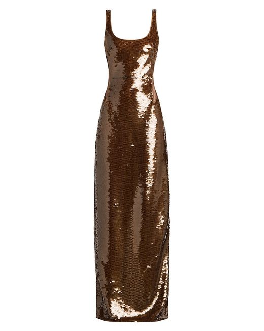 Alberta Ferretti Sequined Scoopneck Gown
