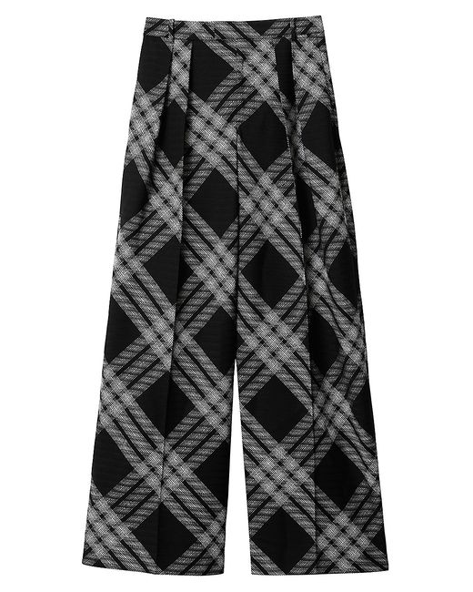 Burberry Check Wool Pleated-Front Pants