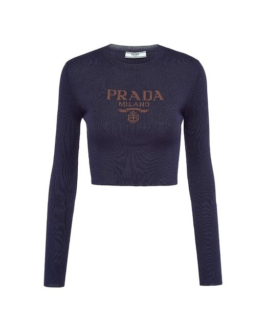 Prada Cropped Sweater with Logo