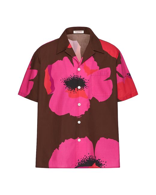 Valentino Garavani Poplin Bowling Shirt With Flower Portrait Print