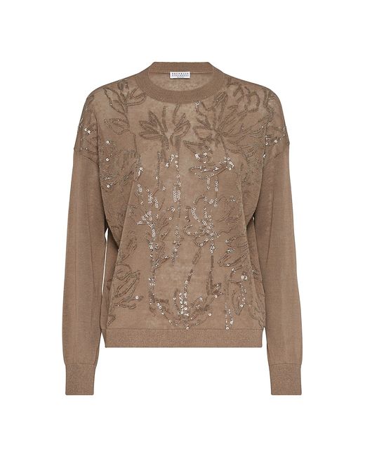 Brunello Cucinelli Sweater with Dazzling Flower Embroidery