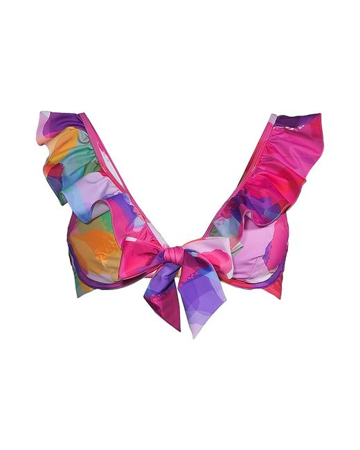 Milly Rainbow Waterfall Ruffled Bikini Top