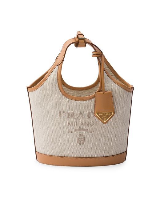 Prada Linen Blend and Mini-Buckle Bag