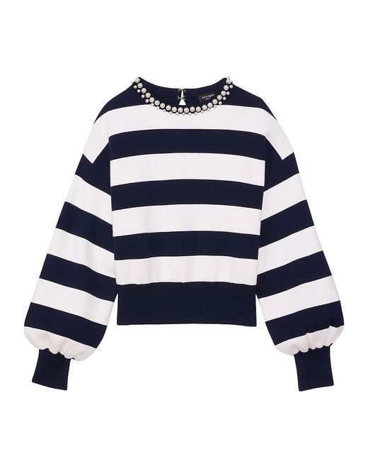 Kate Spade New York Awning Stripe Imitation-Pearl-Embellished Sweater