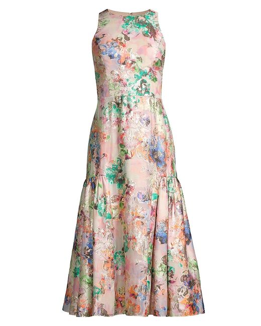 Aidan Mattox Floral Jacquard Midi-Dress