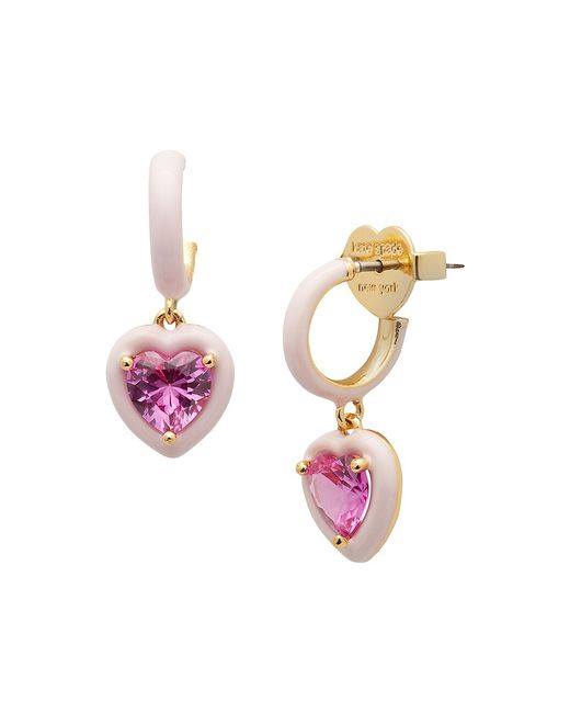 Kate Spade New York Goldtone Enamel Cubic Zirconia Heart Drop Earrings
