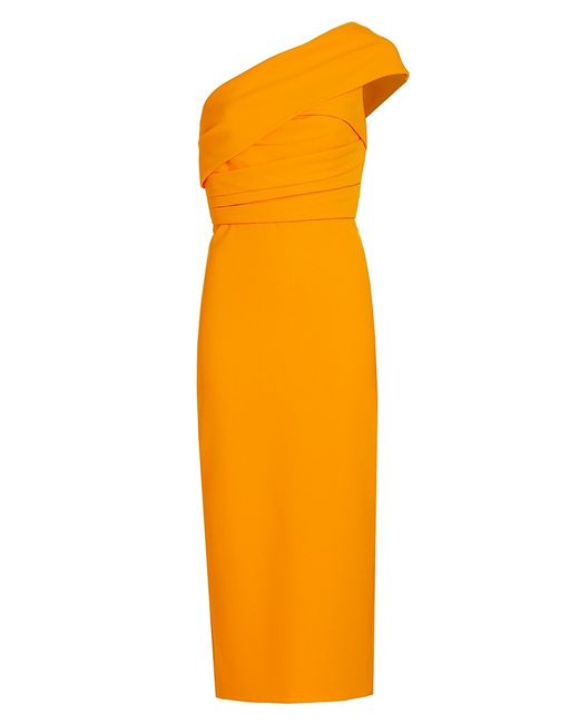 Amsale Asymmetric Crepe Cocktail Midi-Dress