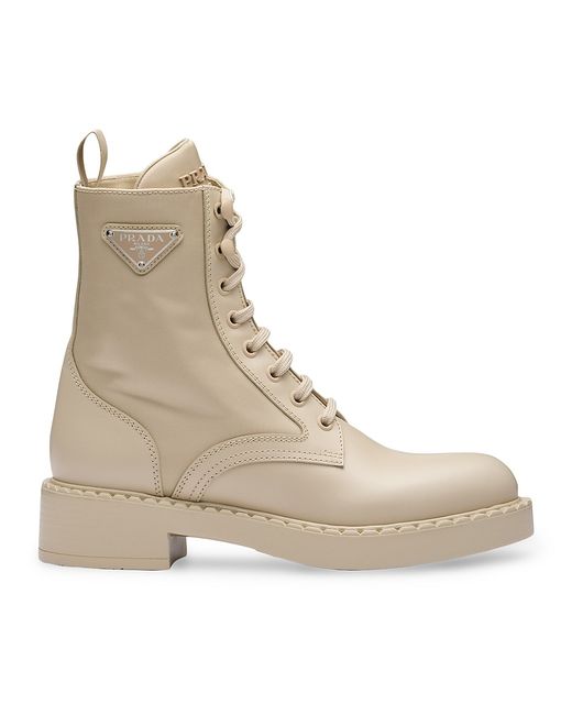 Prada Brushed-Leather and Re-Nylon Boots
