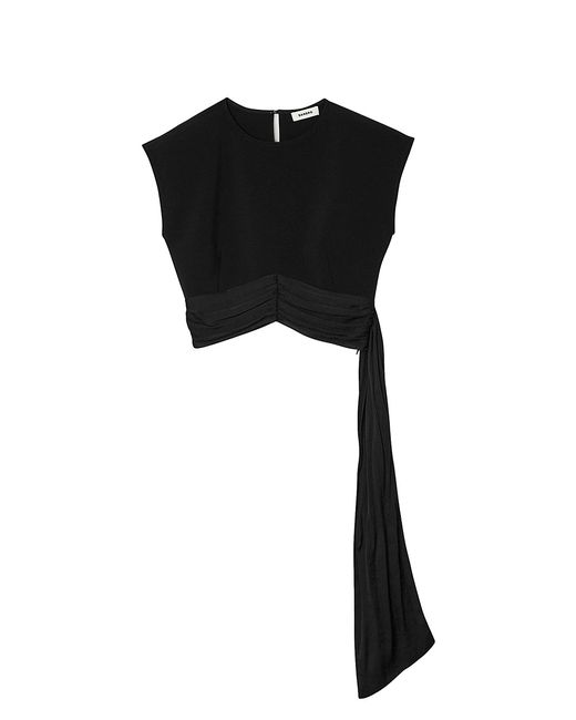 Sandro Crop Top with Asymmetric Panels