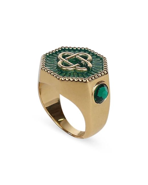 Casablanca 18K Gold-Plated Brass Enamel Logo Ring