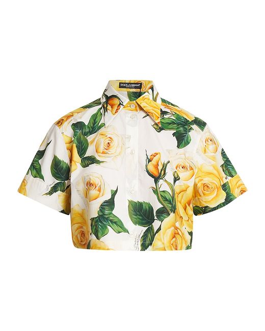 Dolce & Gabbana Rose Print Crop Shirt