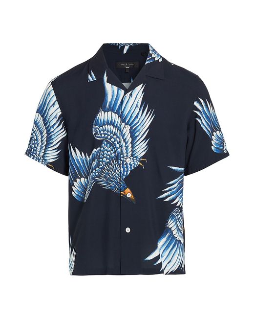 Rag & Bone Avery Eagle Relaxed-Fit Camp Shirt Small