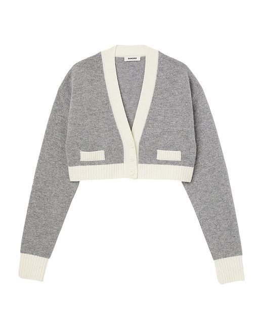 Sandro Cropped Knitted Cardigan Large