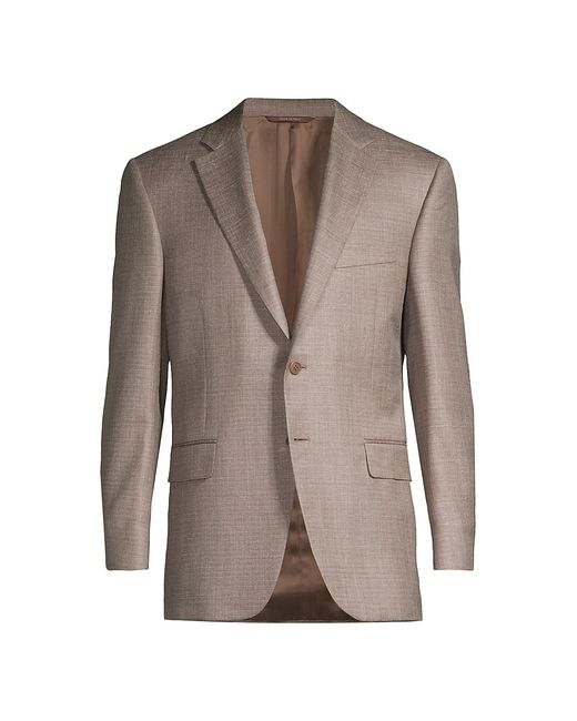 Canali Siena Herringbone Wool Silk-Blend Two-Button Sport Coat
