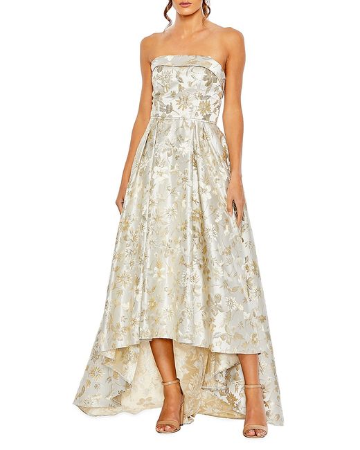 Mac Duggal Floral Brocade Strapless High-Low Gown