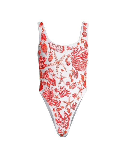 Oceanus Juna Crystal-Embroidered One-Piece Swimsuit