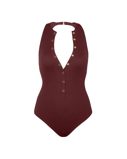Robin Piccone Amy Buttoned One-Piece Swimsuit