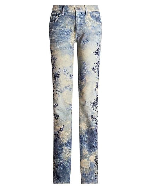 Ralph Lauren Collection Bleached Floral Low-Rise Skinny Jeans