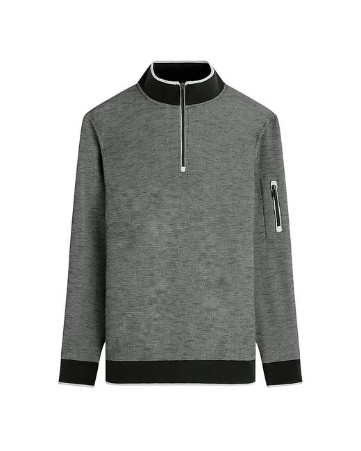 Bugatchi Long-Sleeve Quarter-Zip Sweater Small