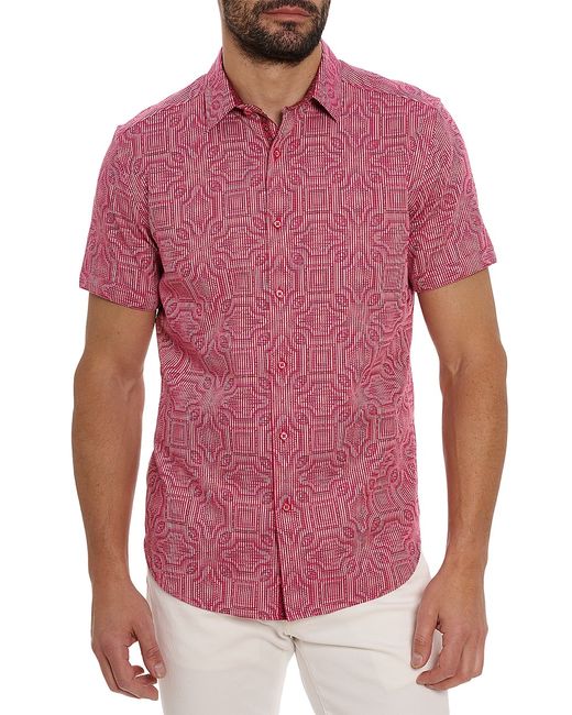 Robert Graham Voyage Abstract Stretch-Cotton Shirt Small
