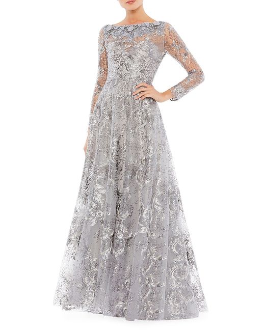 Mac Duggal Embroidered Illusion Gown