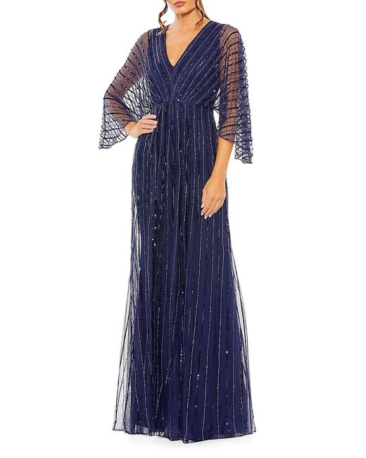 Mac Duggal Wide-Sleeve Sequin Gown