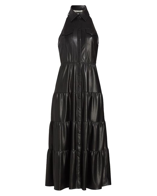 Alice + Olivia Miranda Faux-Leather Midi-Dress