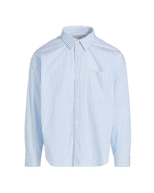 Frame Striped Relaxed Button-Front Shirt Small
