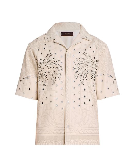 Amiri Palm Tree Leather Short-Sleeve Shirt