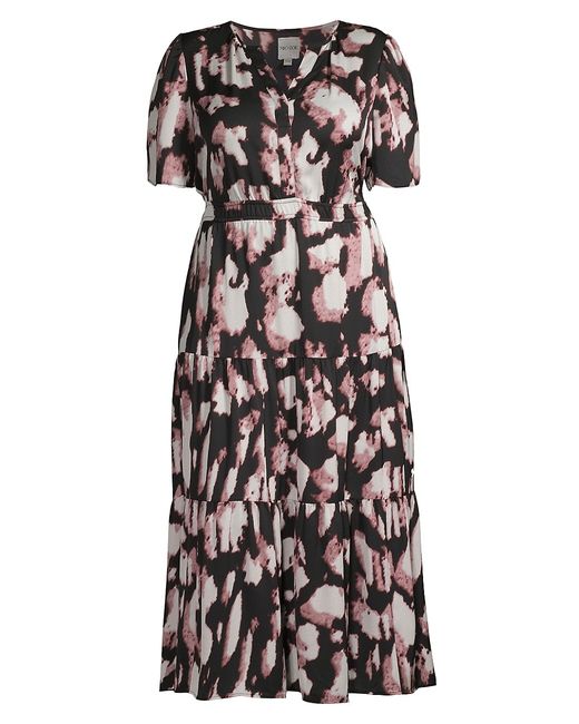NIC+ZOE, Plus Size Spring Shadow Satin Midi-Dress