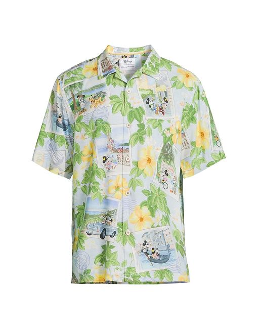 Tommy Bahama Postcard To Paradise Graphic Camp Shirt Small