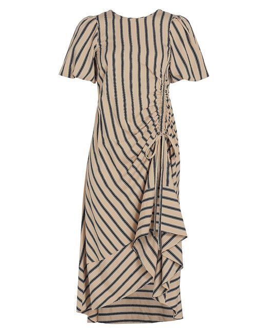 Cinq a Sept Elin Striped Asymmetric Midi-Dress