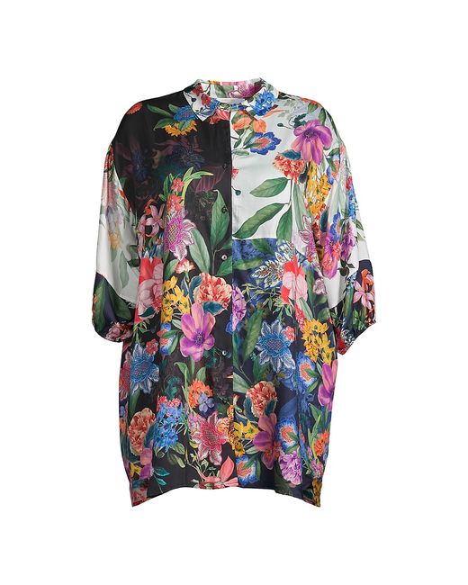 Johnny Was, Plus Size Plus Neon Jungle Patchwork Cover-Up Shirt